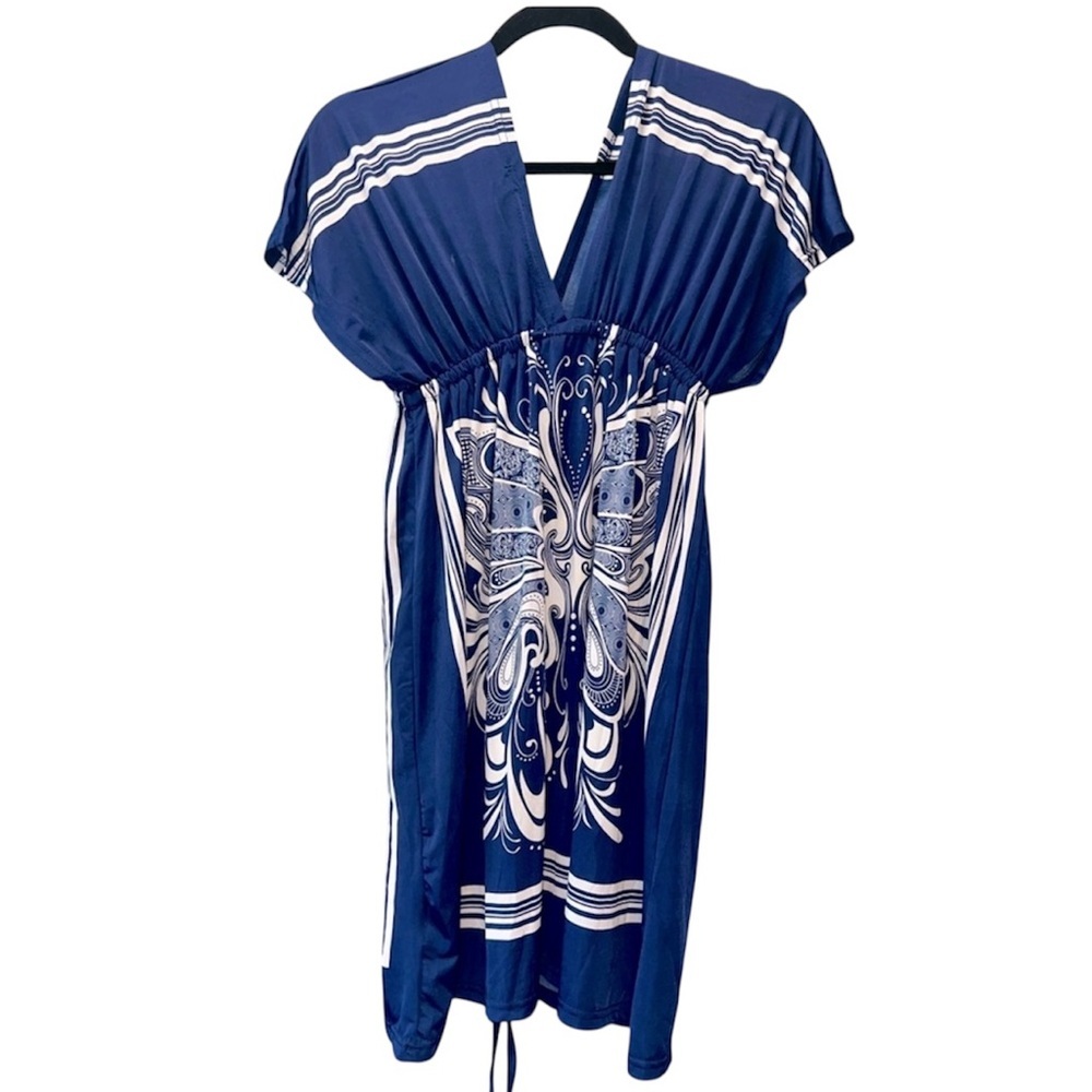 CristinaLove Navy & White Printed Dress | Size M